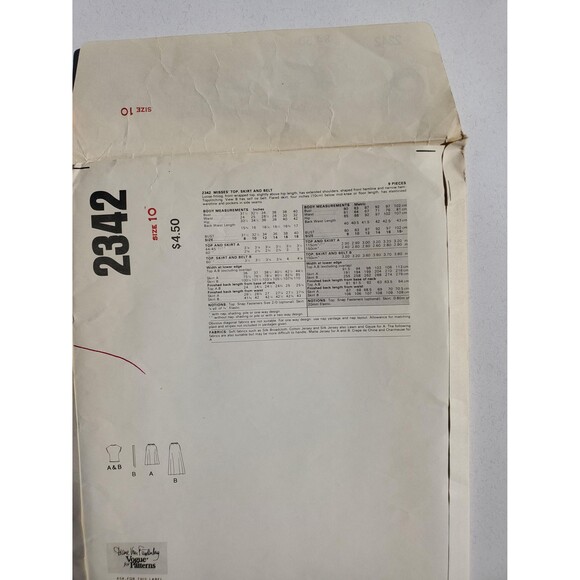 Vogue 2342 Vintage Diane von Furstenberg Pattern 1980 Top & Skirt Size 10 - Picture 3 of 3